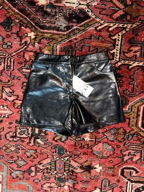 Zara Black High-Waist Faux Leather Shorts